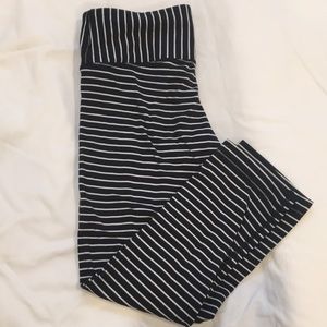 Black and White Striped Cropped Lululemon Leggings
